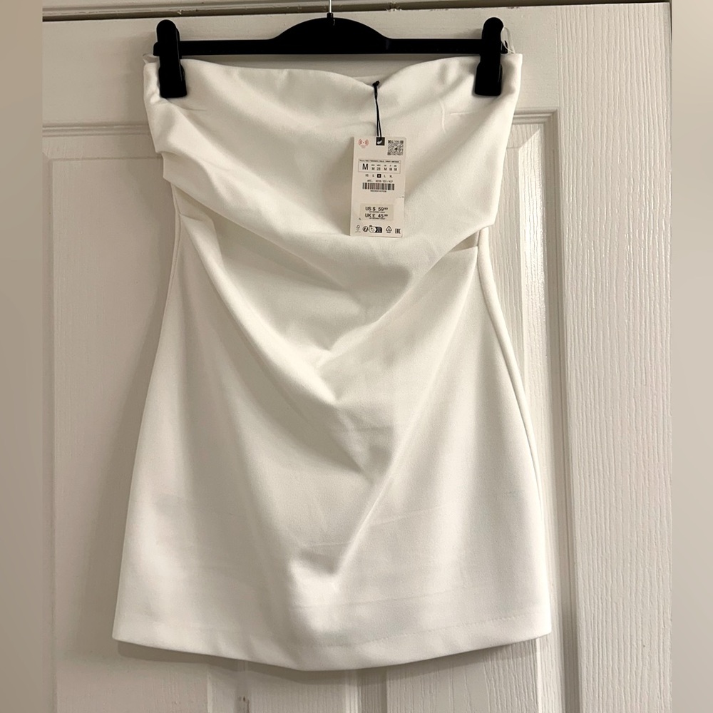 Zara White Strapless Mini Dress